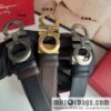Ferragamo 8-character metal clip buckle first layer cowhide texture belt 3.5cm
