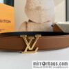 LV/Louis Vuitton Heritagex Double Sided Belt Select Grain Leather Belt 35mm