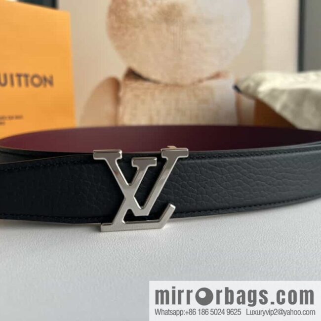 LV/Louis Vuitton Heritagex Double Sided Belt Select Grain Leather Belt 35mm