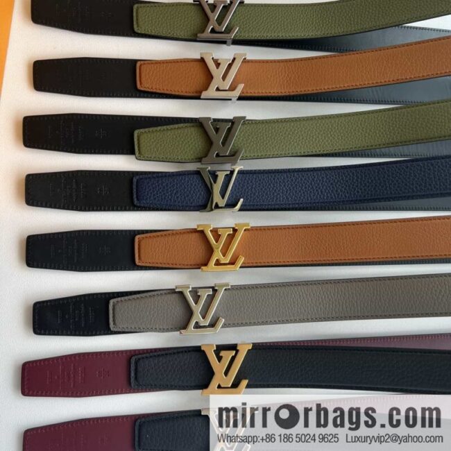 LV/Louis Vuitton Heritagex Double Sided Belt Select Grain Leather Belt 35mm