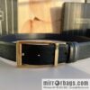 Z ZEGNA Zegna men\'s black/dark blue first layer cowhide leather plate buckle belt 3.5cm