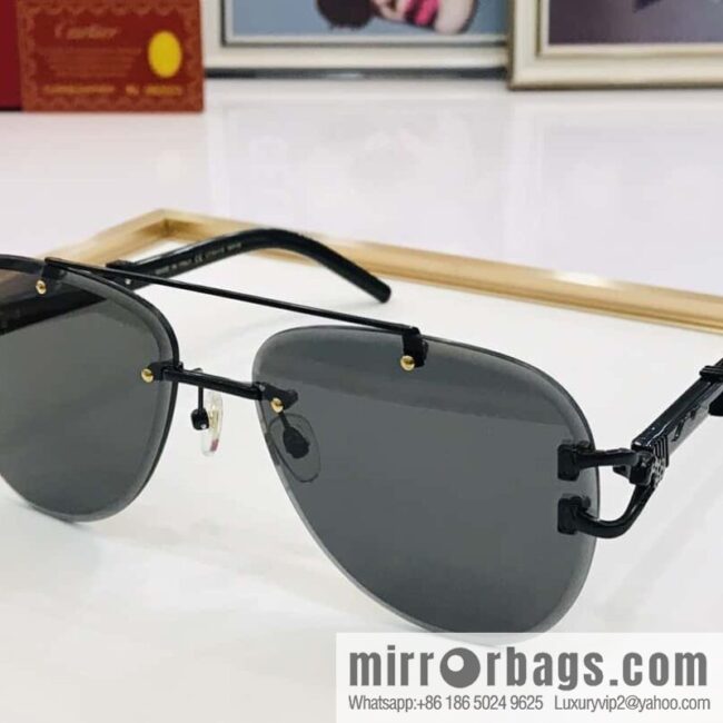 Cartier Rimless Oval Men\'s Sunglasses