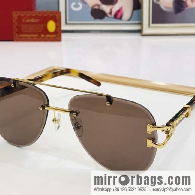 Cartier Rimless Oval Men\'s Sunglasses