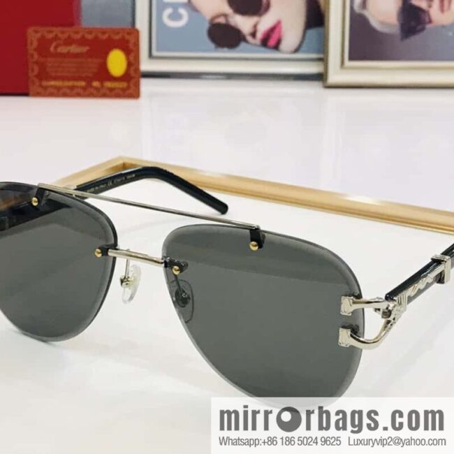 Cartier Rimless Oval Men\'s Sunglasses