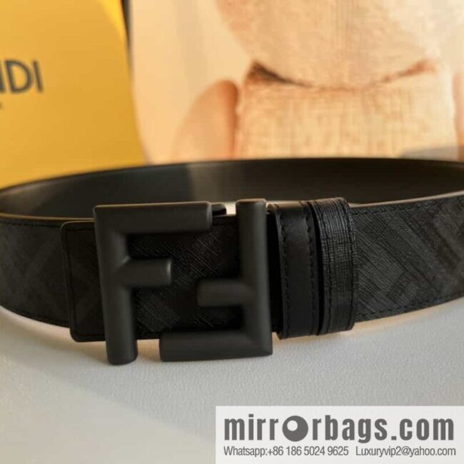FENDI Fendi FF logo superb craftsmanship metal buckle men\'s 3.5cm belt