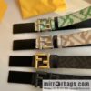 FENDI Fendi FF logo superb craftsmanship metal buckle men\'s 3.5cm belt