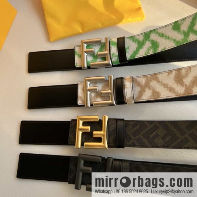 FENDI Fendi FF logo superb craftsmanship metal buckle men\'s 3.5cm belt