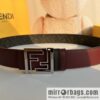 ENDI Fendi, canvas FF logo inner first layer cowhide belt