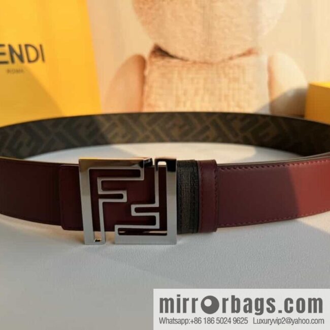 ENDI Fendi, canvas FF logo inner first layer cowhide belt