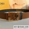 ENDI Fendi, canvas FF logo inner first layer cowhide belt