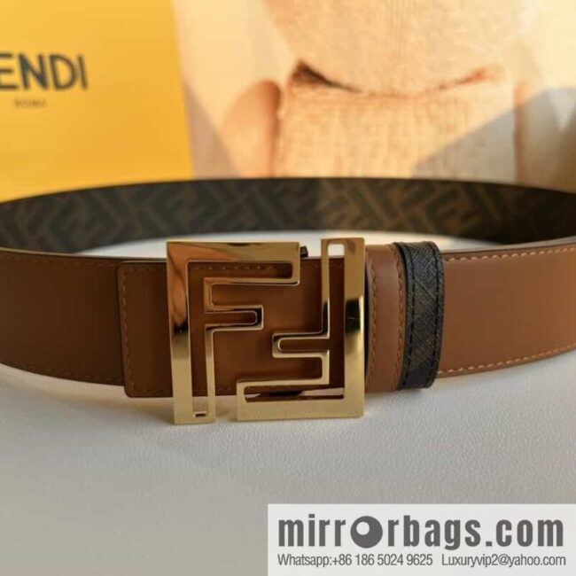 ENDI Fendi, canvas FF logo inner first layer cowhide belt