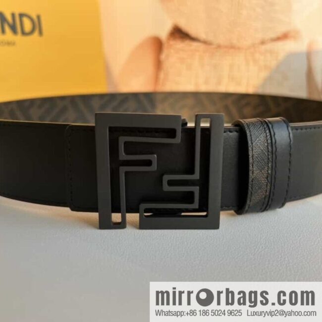 ENDI Fendi, canvas FF logo inner first layer cowhide belt