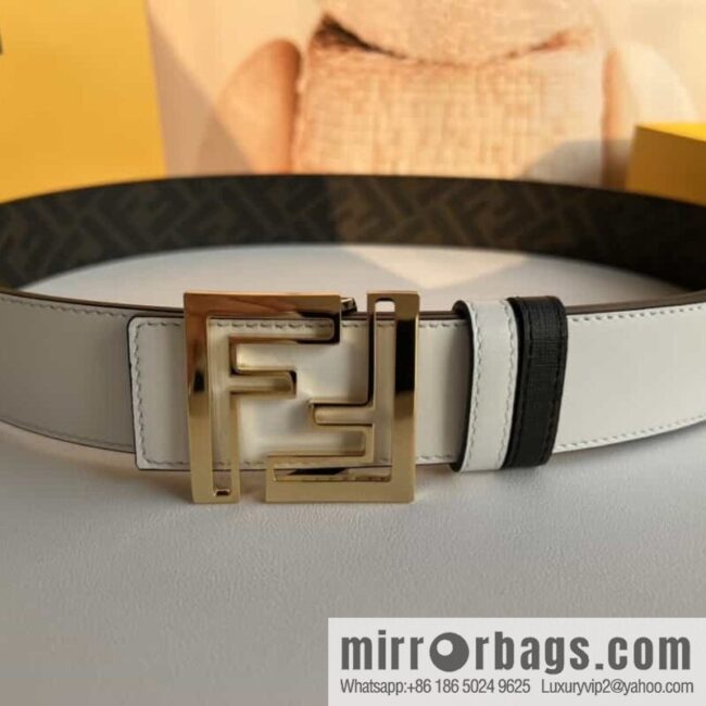 ENDI Fendi, canvas FF logo inner first layer cowhide belt