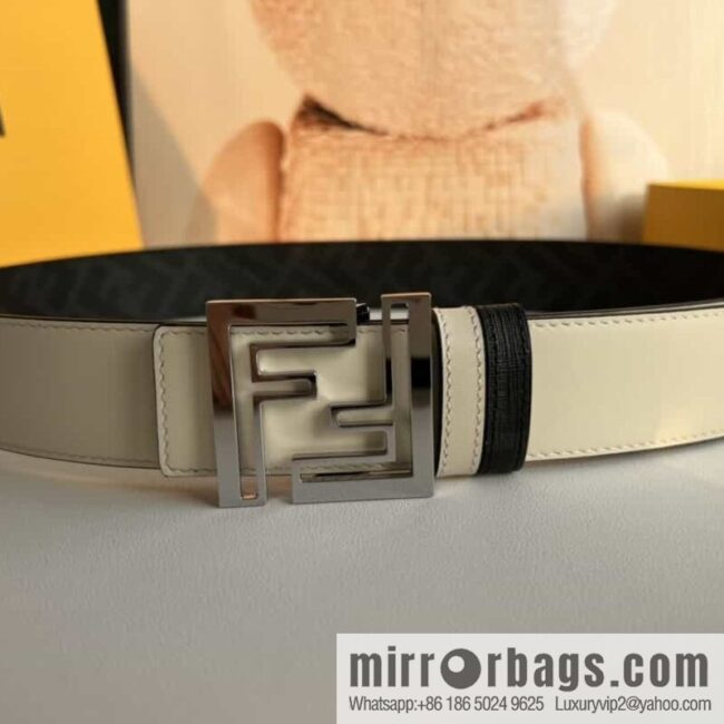 ENDI Fendi, canvas FF logo inner first layer cowhide belt