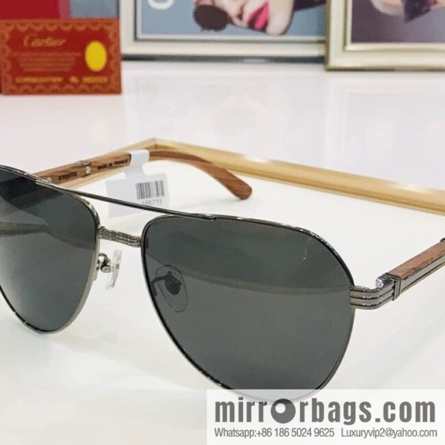 Cartier Wooden Temple Men\'s Sunglasses