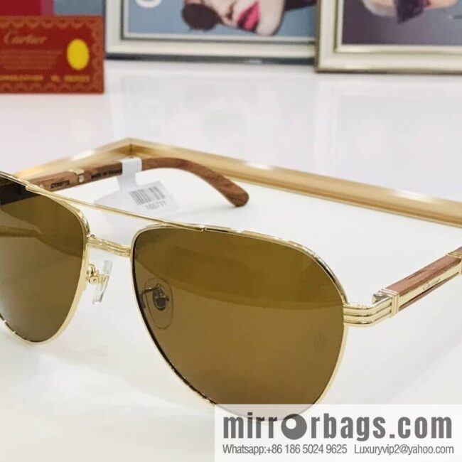 Cartier Wooden Temple Men\'s Sunglasses