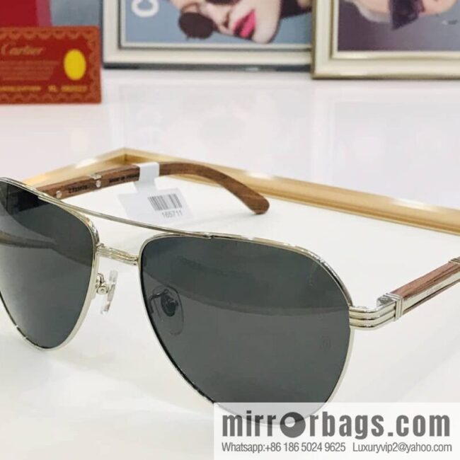 Cartier Wooden Temple Men\'s Sunglasses