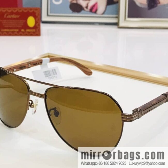 Cartier Wooden Temple Men\'s Sunglasses