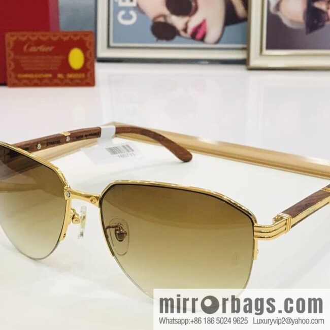 Cartier Wooden Temple Men\'s Sunglasses