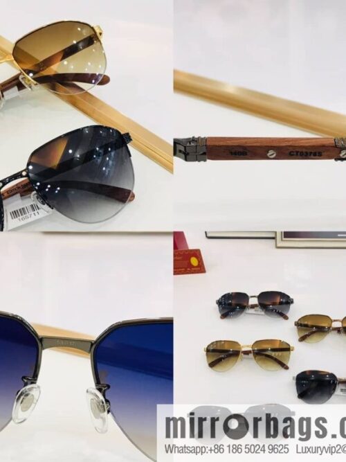 Cartier Wooden Temple Men\'s Sunglasses