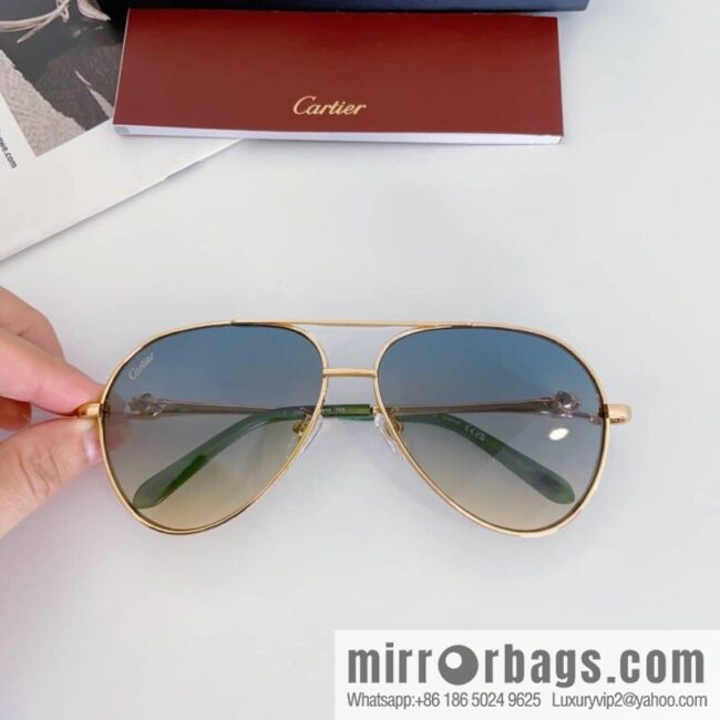 Cartier Metal Frame Unisex Sunglasses