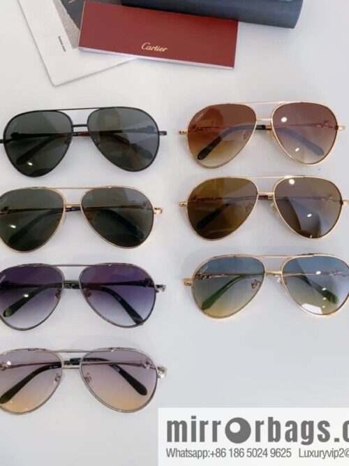 Cartier Metal Frame Unisex Sunglasses