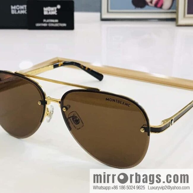 Montblanc Metal Half Frame Unisex Sunglasses