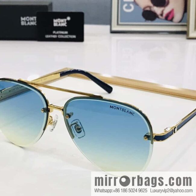 Montblanc Metal Half Frame Unisex Sunglasses