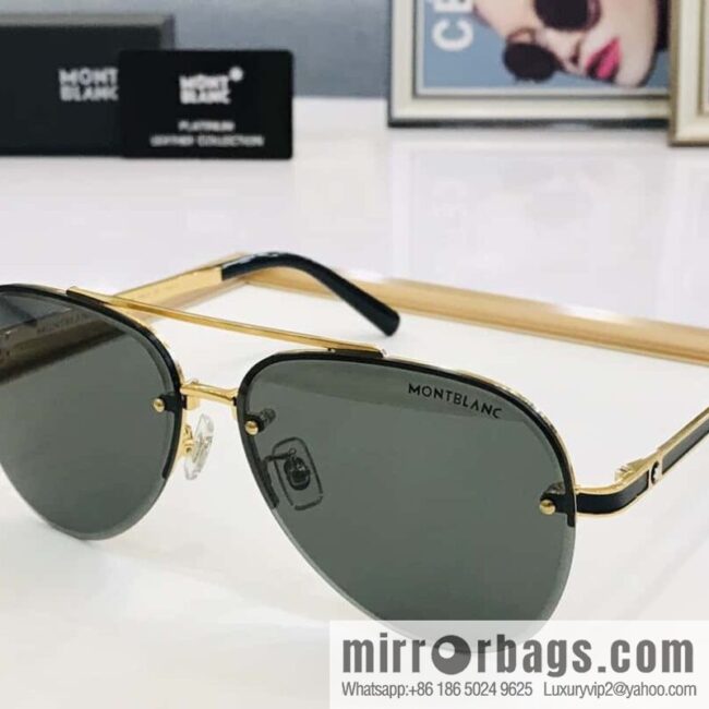 Montblanc Metal Half Frame Unisex Sunglasses