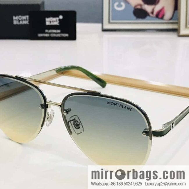 Montblanc Metal Half Frame Unisex Sunglasses