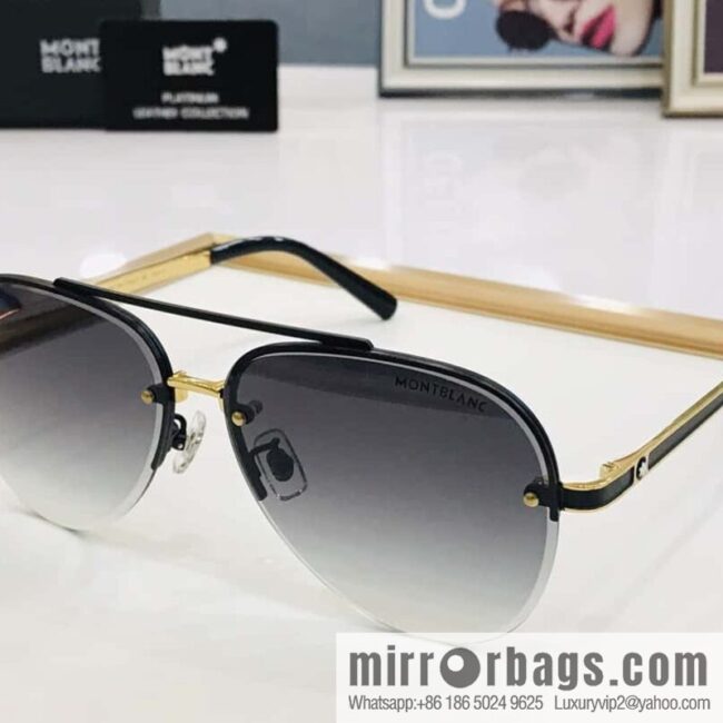 Montblanc Metal Half Frame Unisex Sunglasses