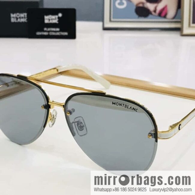 Montblanc Metal Half Frame Unisex Sunglasses