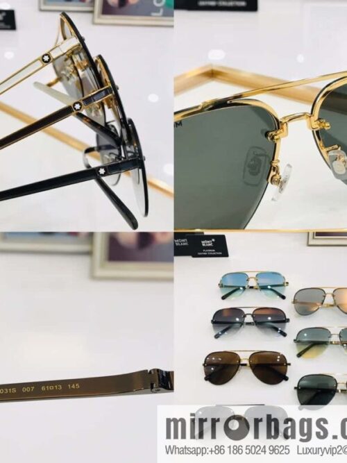 Montblanc Metal Half Frame Unisex Sunglasses