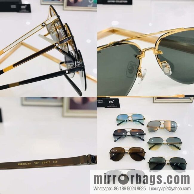 Montblanc Metal Half Frame Unisex Sunglasses
