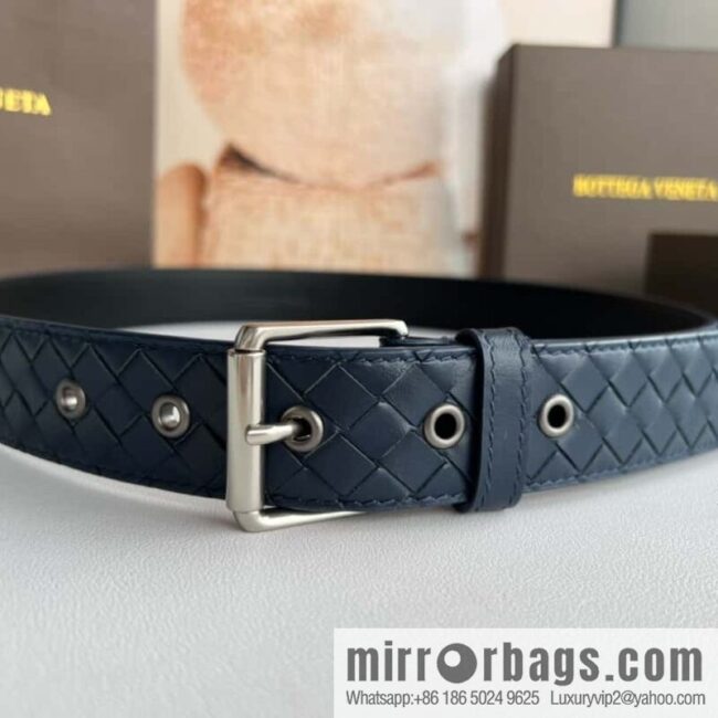 BV Safeguard Replica Luxury Handbag, Exquisite Silver Five Metal Buckle Men\'s 3.5cm Belt