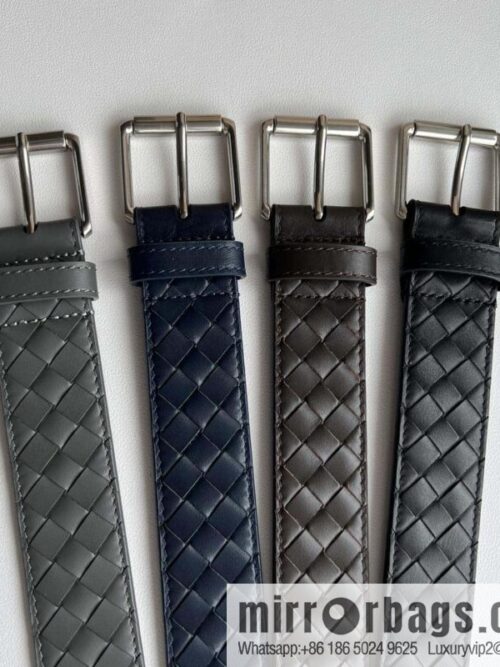 BV Safeguard Replica Luxury Handbag, Exquisite Silver Five Metal Buckle Men\'s 3.5cm Belt
