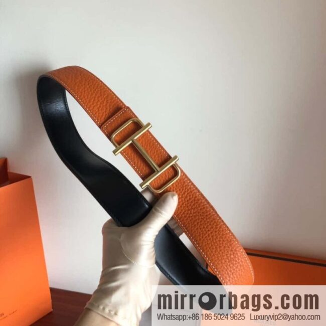 HERMES Hermès counter new royal metal buckle with double-sided original lychee leather 3.8cm belt