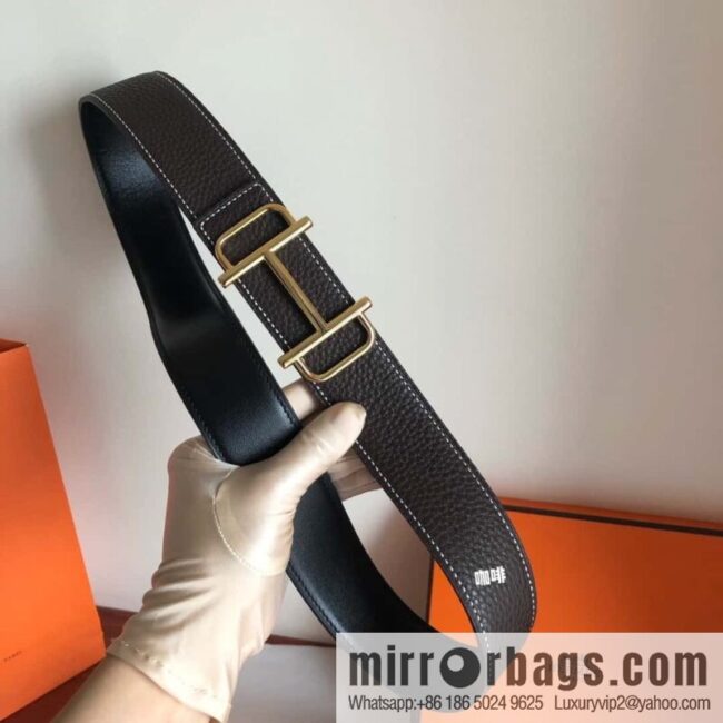 HERMES Hermès counter new royal metal buckle with double-sided original lychee leather 3.8cm belt
