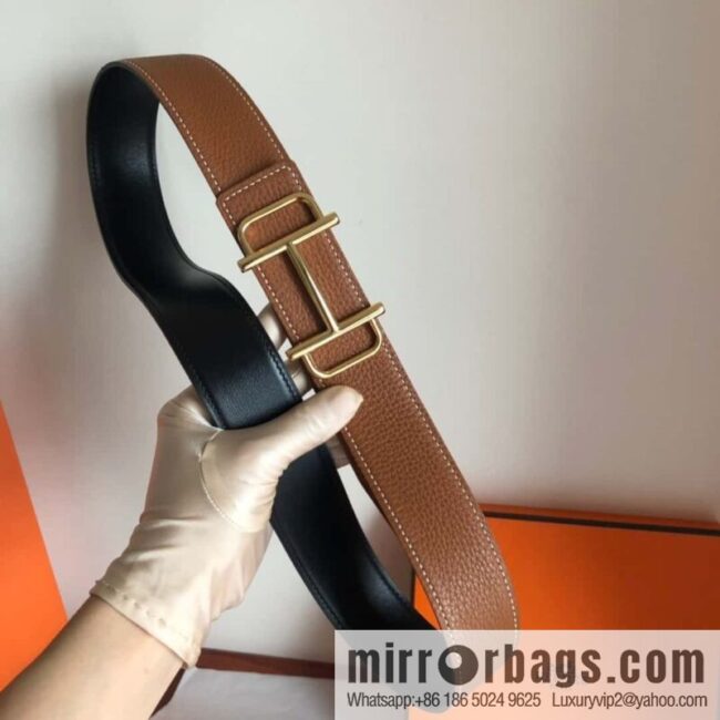 HERMES Hermès counter new royal metal buckle with double-sided original lychee leather 3.8cm belt