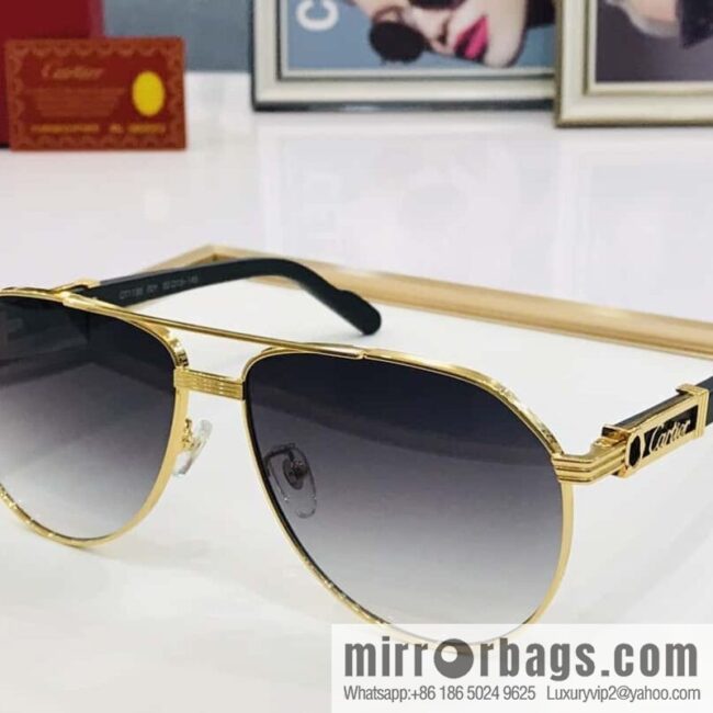 Cartier Metal Frame Unisex Sunglasses