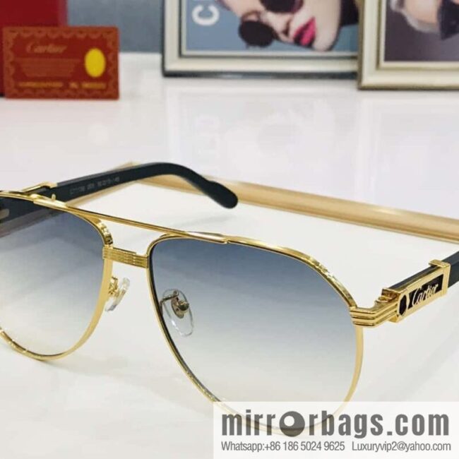 Cartier Metal Frame Unisex Sunglasses