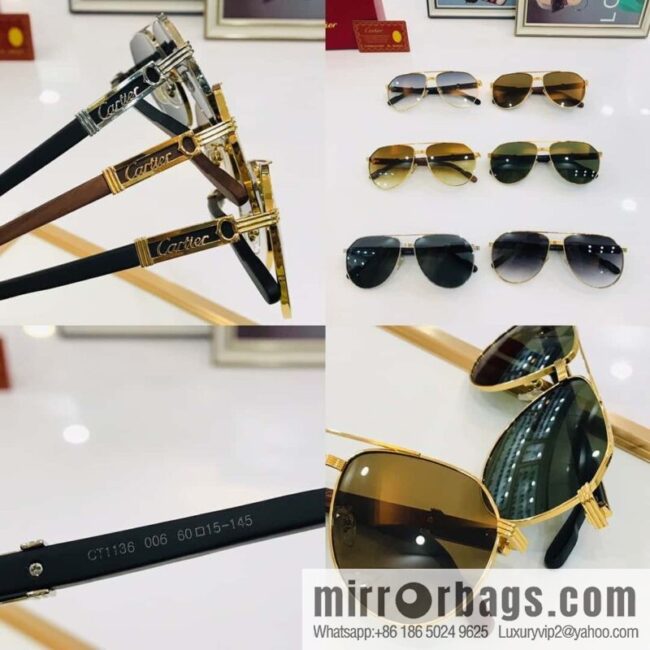 Cartier Metal Frame Unisex Sunglasses