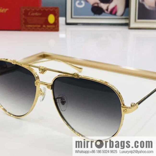 Cartier Metal Frame Unisex Sunglasses