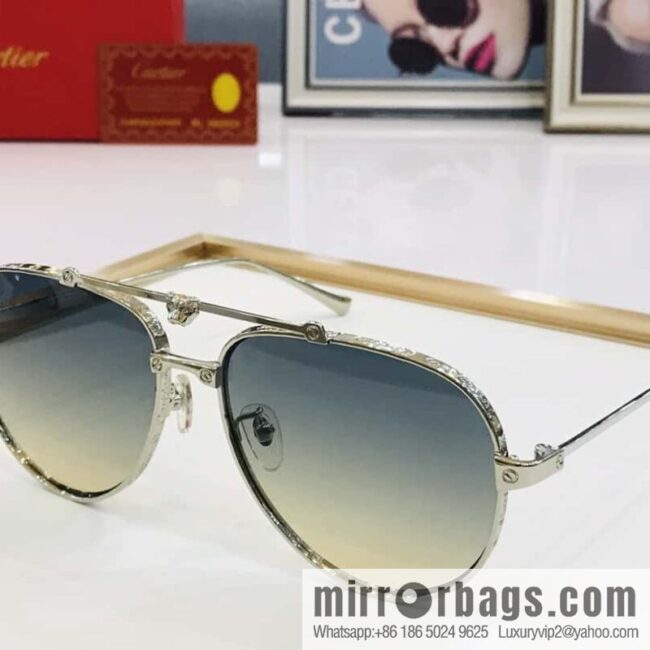 Cartier Metal Frame Unisex Sunglasses