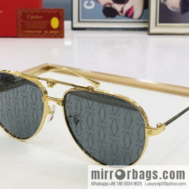 Cartier Metal Frame Unisex Sunglasses