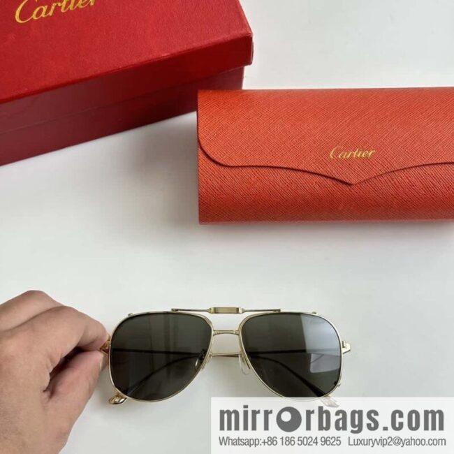 Cartier Metal Frame Unisex Sunglasses Cartier