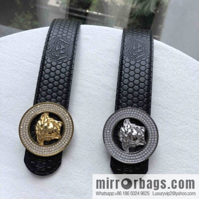 VERSACE Medusa with diamond buckle 3.8cm cowhide belt