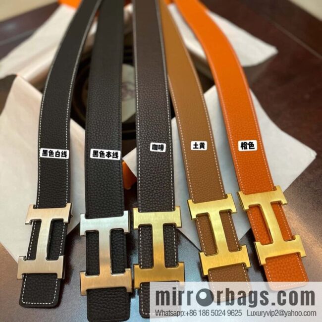 Hermes Hermes, classic H brushed palladium buckle, imported togo leather 38mm belt