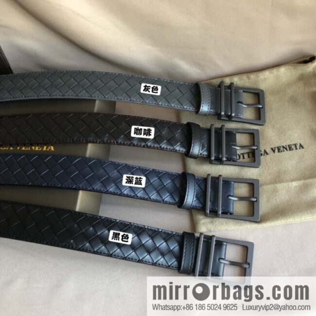 Bottega Veneta, hand-woven, polished eyelets and pin buckles, belt 3.5cm