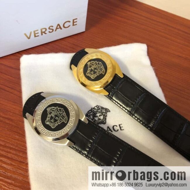 VERSACE Versace, Medusa Metal Buckle 3.5cm Cowhide Crocodile Belt
